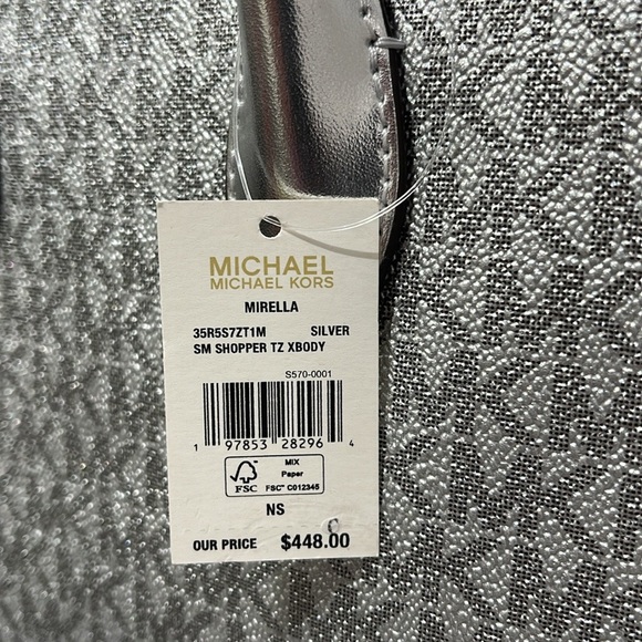 Michael Kors Mirella Small Metallic Signature Logo Crossbody Bag 
Silver 
NWT - Picture 14 of 16